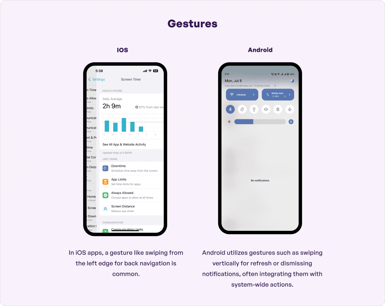 What is the difference between Android and iOS UI design?