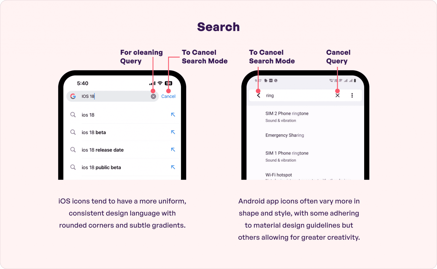 What is the difference between Android and iOS UI design?